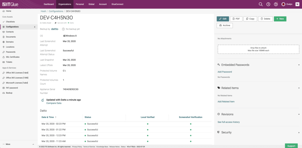 Comprehensively Document Backups in IT Glue With Datto Continuity, Unitrends & Spanning Integrations