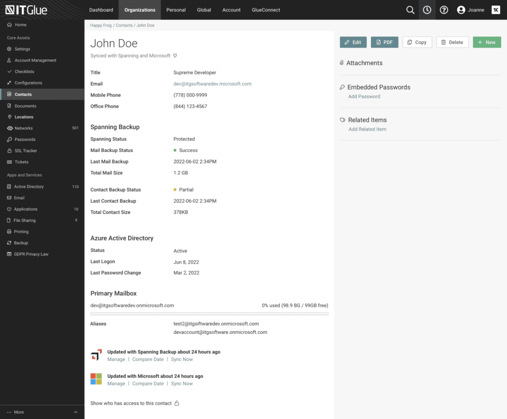 Comprehensively Document Backups in IT Glue With Datto Continuity, Unitrends & Spanning Integrations